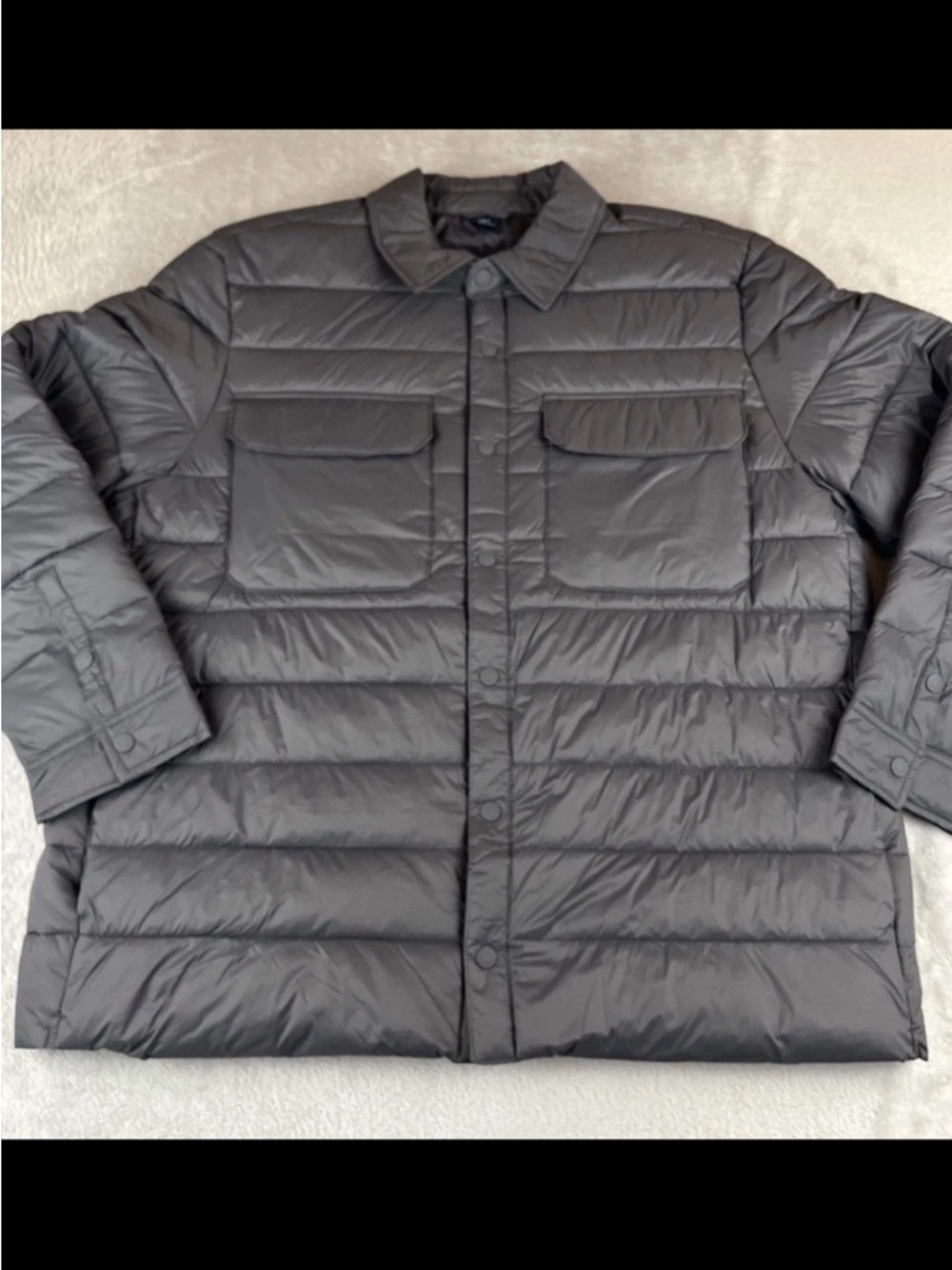 George Mens gray long sleeve button up puffer jacket size XL